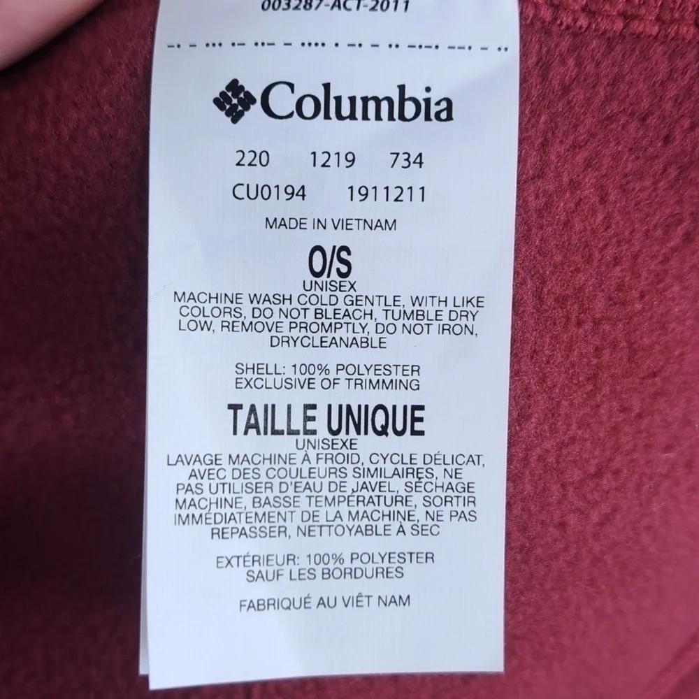 Columbia fleece embossed spellout logo OS maroon winter casual outdoors scarf